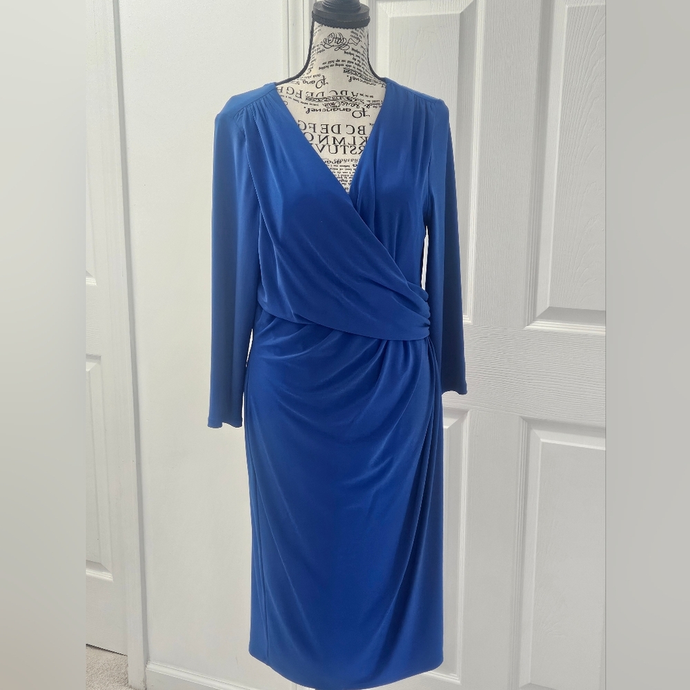 Lauren Ralph Lauren Royal Blue 3/4 Length Sleeve Dress. Size 14